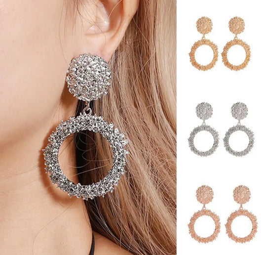 Gold scrub metal alloy earings